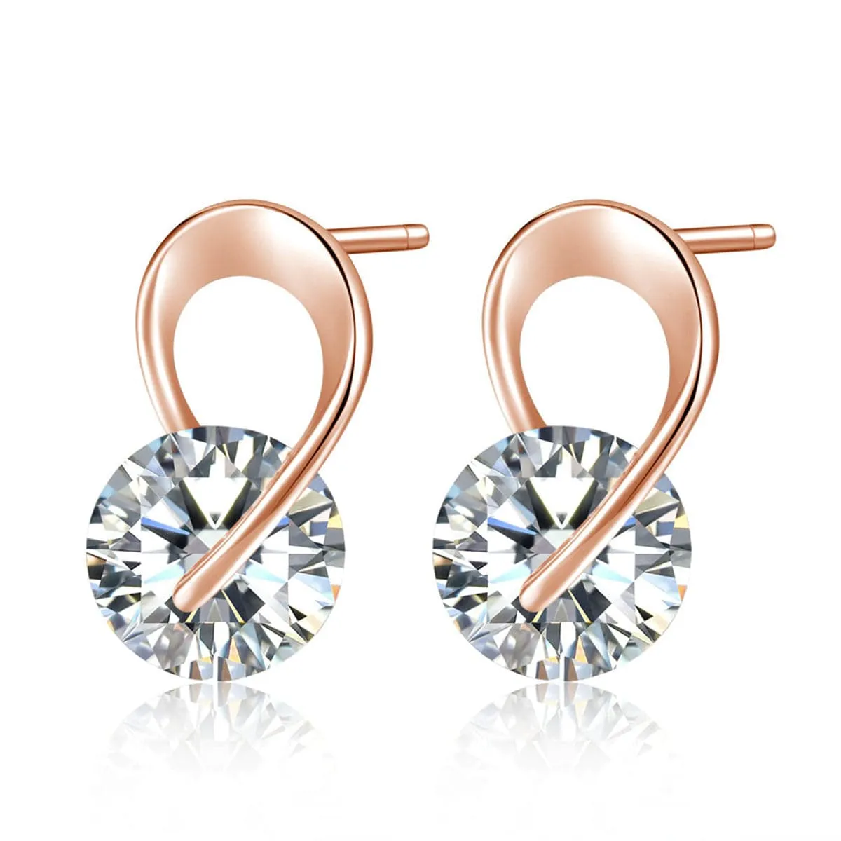 Crystal & 18K Rose Gold-Plated Loop Stud Earrings