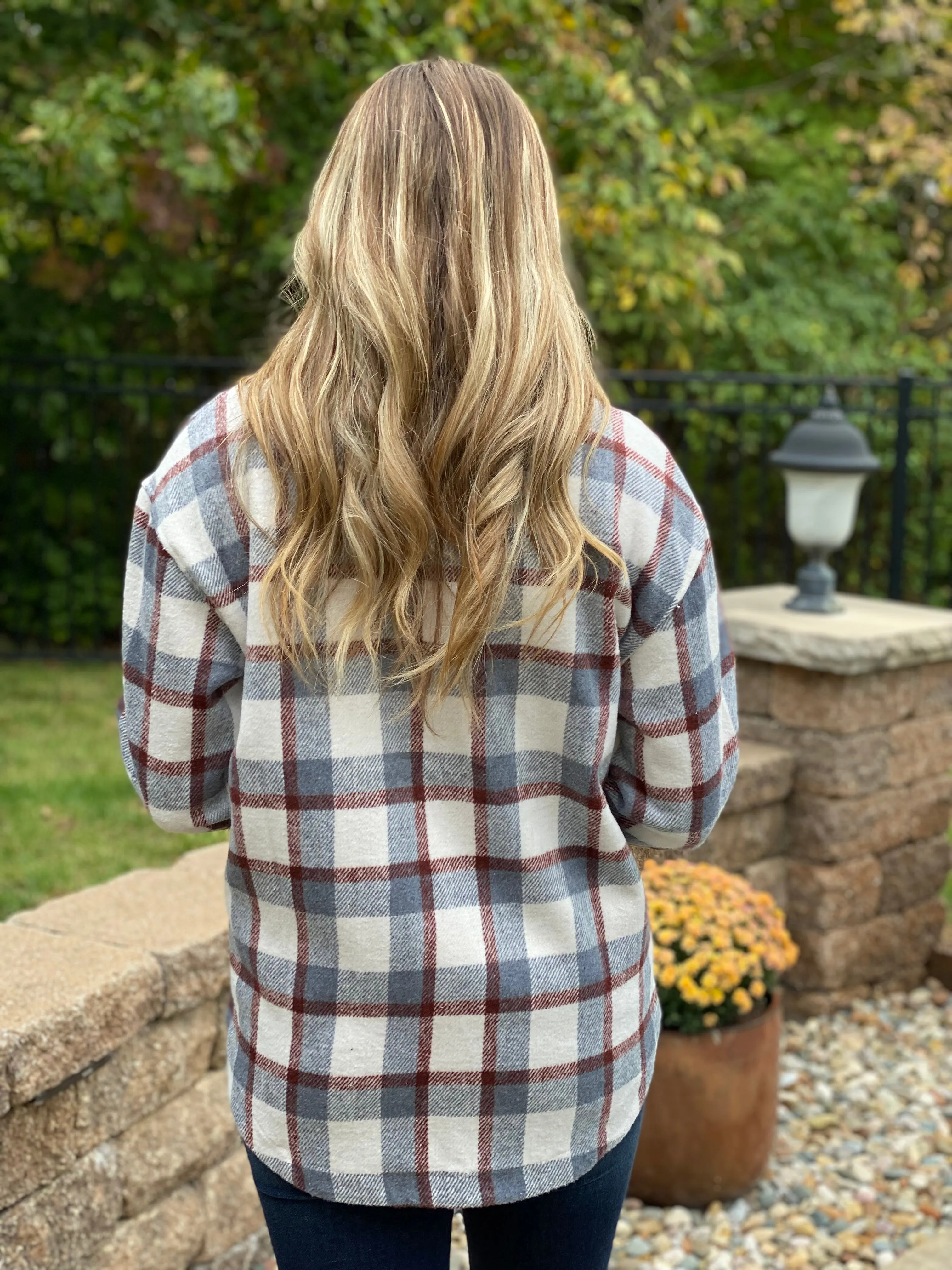 Grey/Rust Plaid Shacket
