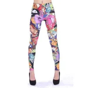 Stylish Elastic Waisted Character Pattern Narrow Feet Women's Leggings - L