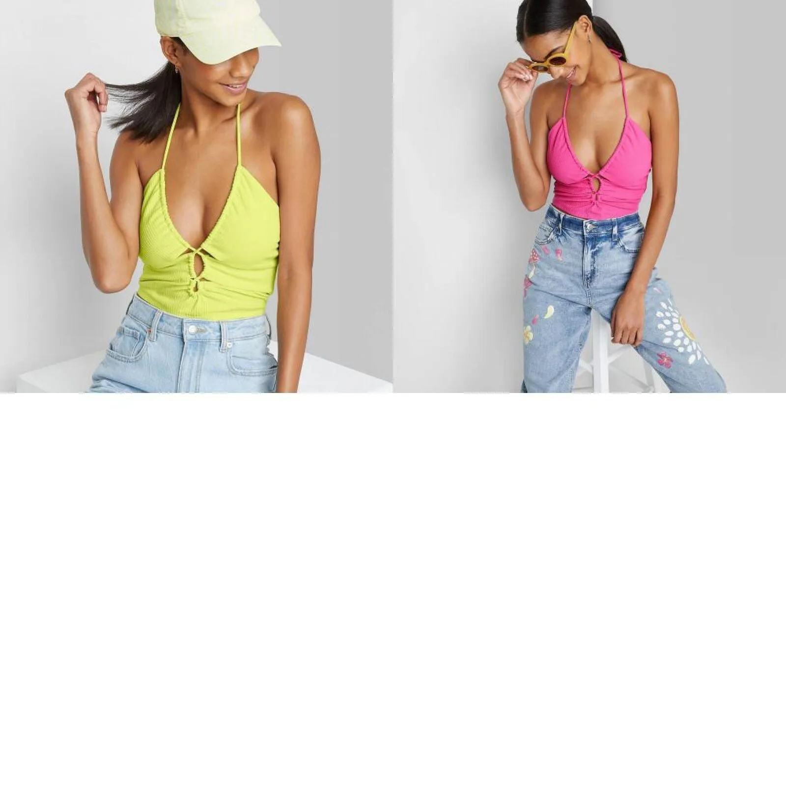Wild Fable Women's Lace-Up Front Versatile Tiny Halter Top 84660376