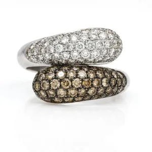 Women's Fancy Color Diamond Teardrop Bypass Ring in 18k White Gold